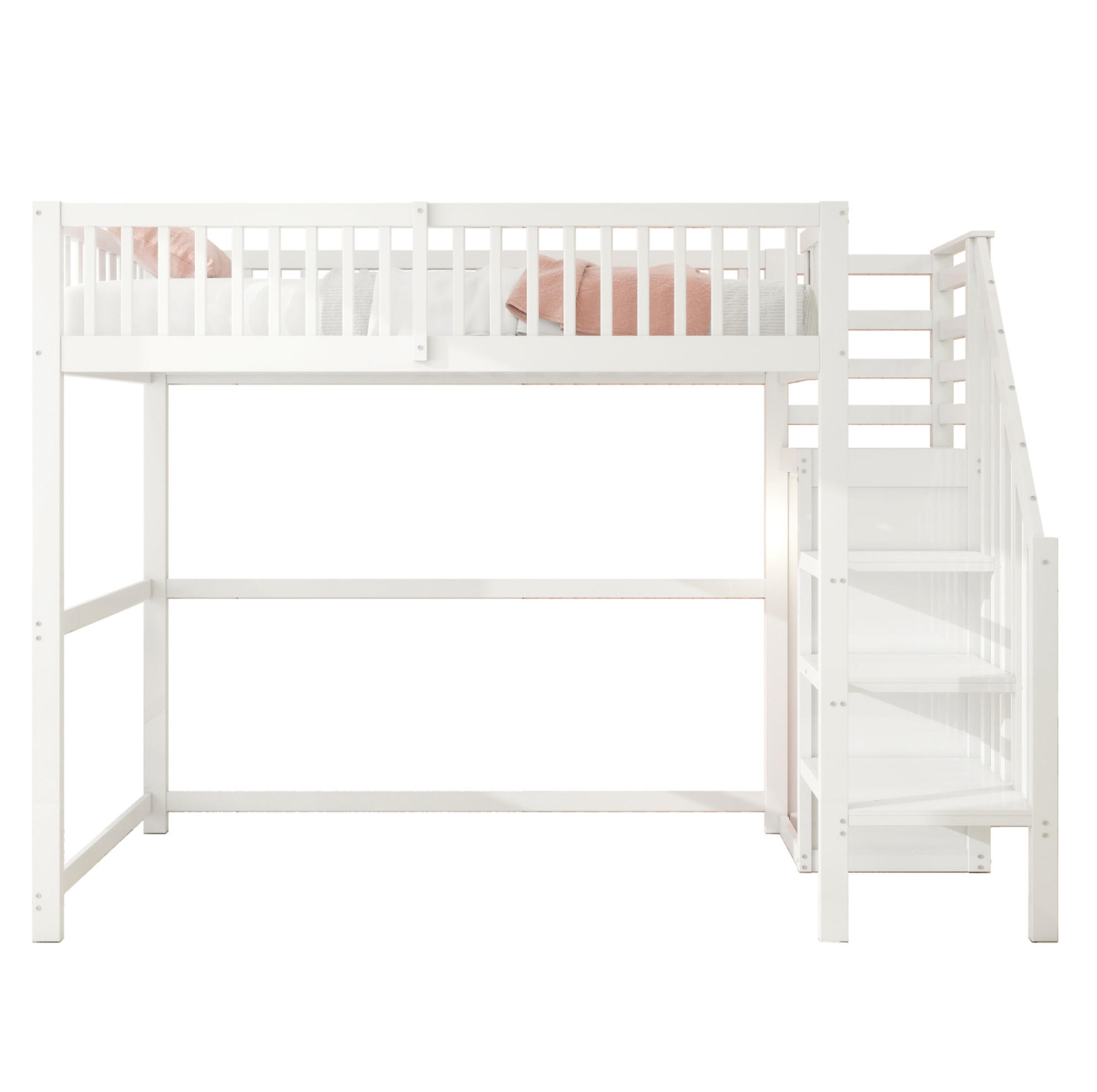HOCHBETT 90/200 cm Weiß aus Holz mit Treppe - Weiß, Holz (90/200cm) - OKMYHOME