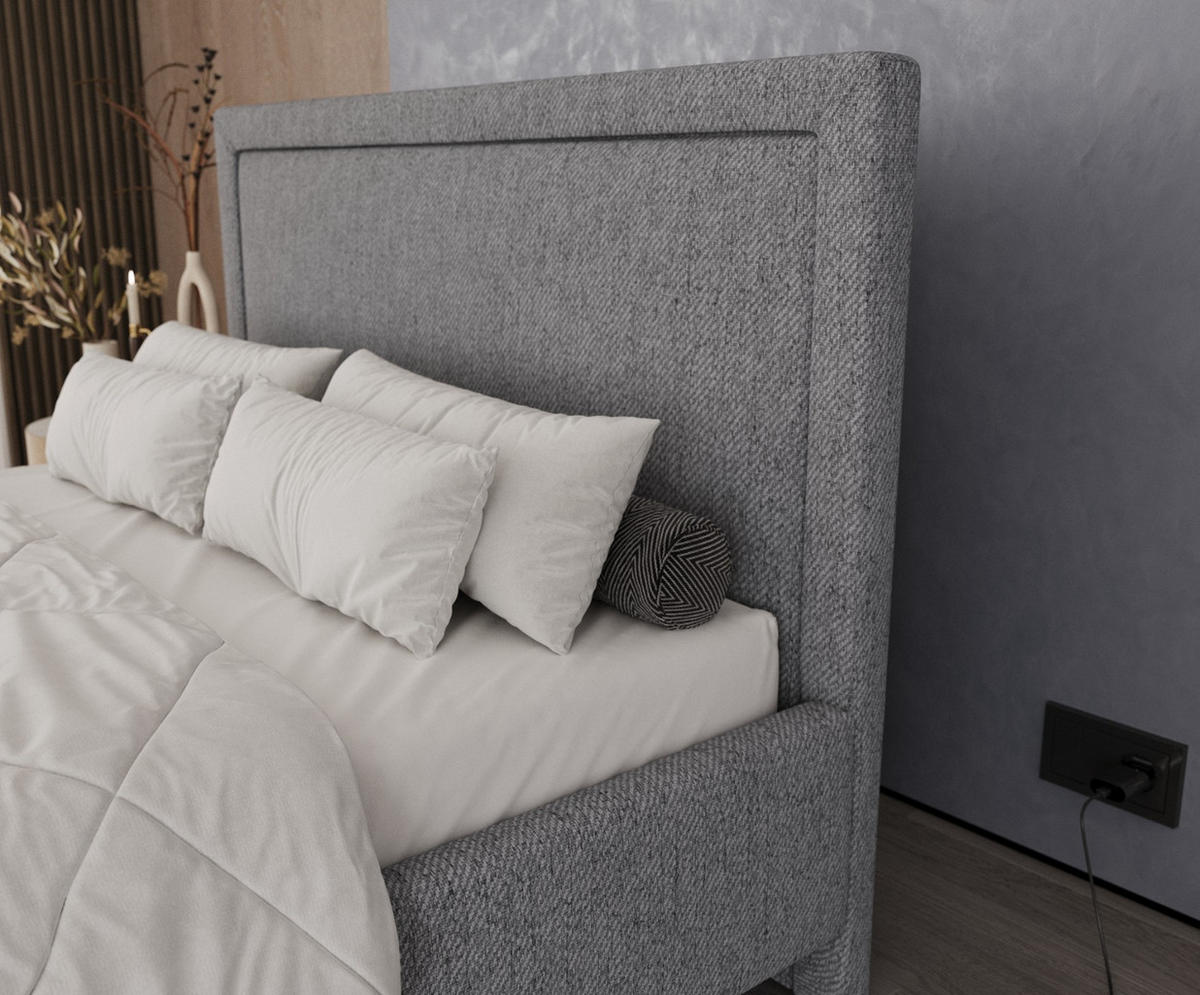 POLSTERBETT Vega 140/200 cm Grau im Neve Stoff - Naturfarben/Grau, Holz/Holzwerkstoff (140/200cm) - AltaBeds