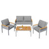 LOUNGESET Grau Rattan Doppelsofa 2 Sessel Tisch - Grau, Metall - FLIEKS