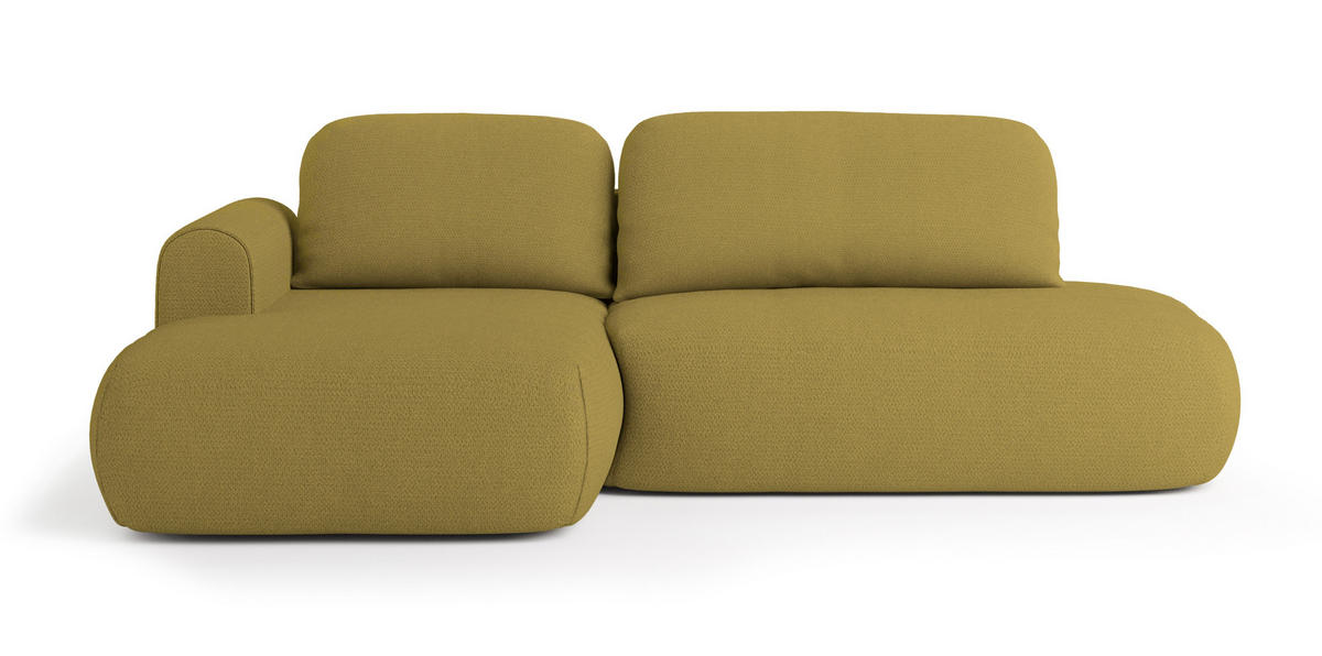 ECKSOFA NUVIRA L-S Gelb Geflochtener Stoff mit Schlaffunktion - Gelb, Holz (274/165cm) - MASSENO