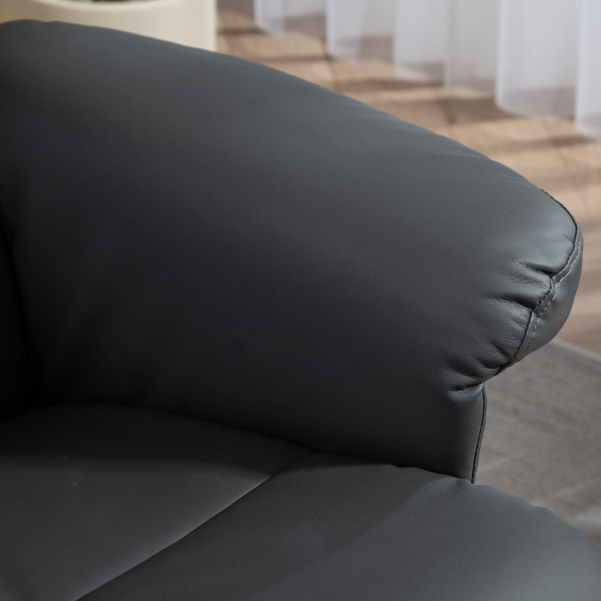 RELAXSESSEL 80/99/86 cm Dunkelgrau aus Holz mit Hocker und Liegefunktion - Dunkelgrau, Holz (86/99/80cm) - OKMYHOME