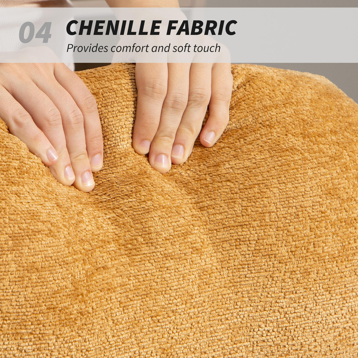 SCHAUKELSTUHL Schaukelsessel Schneidersitz mit Rückenlehne Chenille-Optik - Gelb/Creme, Textil (80/91/103cm) - HOMCOM