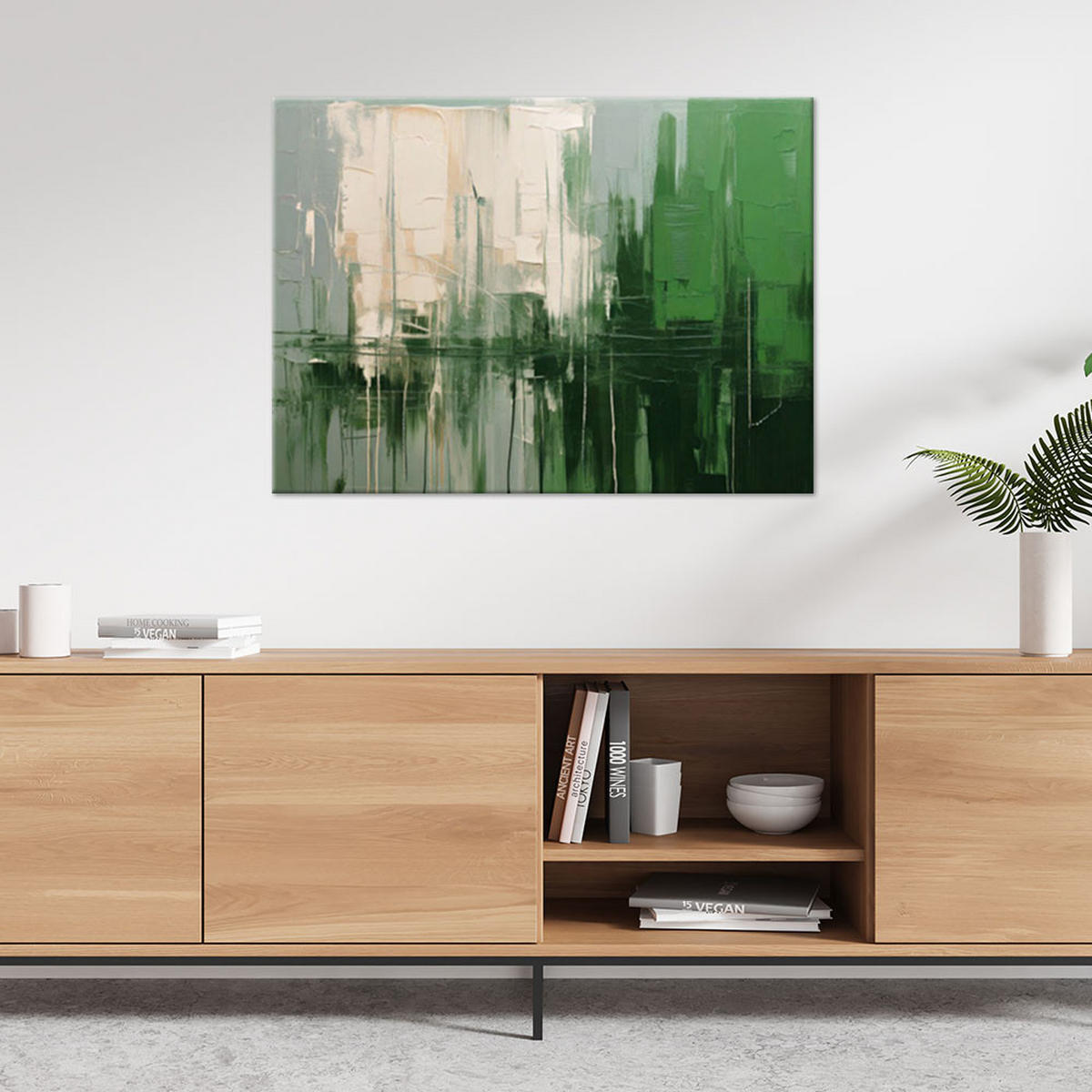 LEINWANDBILD Abstraktion 100x70cm - Grün, Textil (100/70cm) - Feeby
