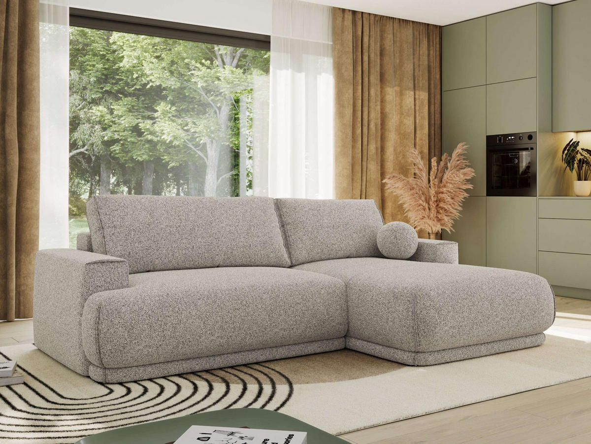 ECKSCHLAFSOFA RINA L Hellgrau Strukture - rechts - Hellgrau/Schwarz, Kunststoff/Textil (170/267cm) - MKS