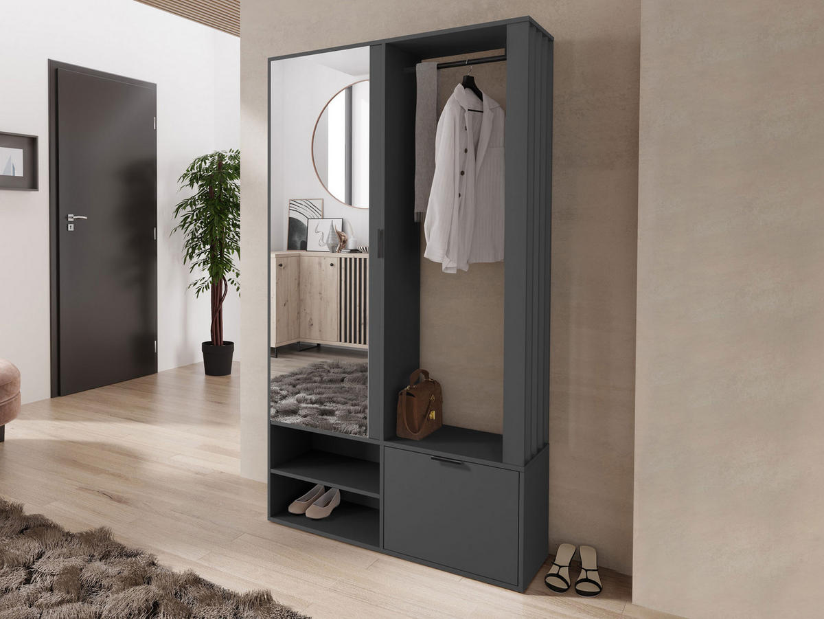 GARDEROBE Milo - Anthrazit/Schwarz, Holzwerkstoff/Kunststoff (100/190/33cm) - MIRJAN24