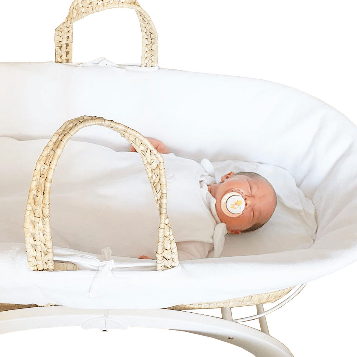 BABYTRAGEKORB mit weißem Gestell grau - Hellgrau, Naturmaterialien (29/78cm) - Premiers Moments