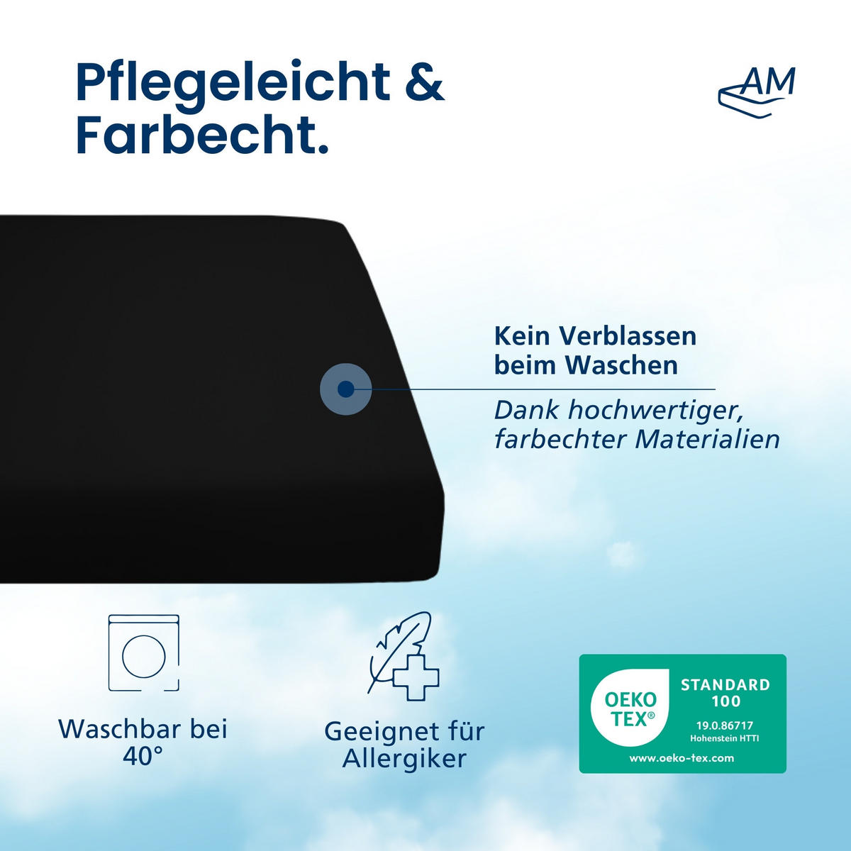 SPANNBETTLAKEN TOPPER 270/200/12 cm Schwarz - Schwarz, Textil (270/200cm) - AM Qualitätsmatratzen