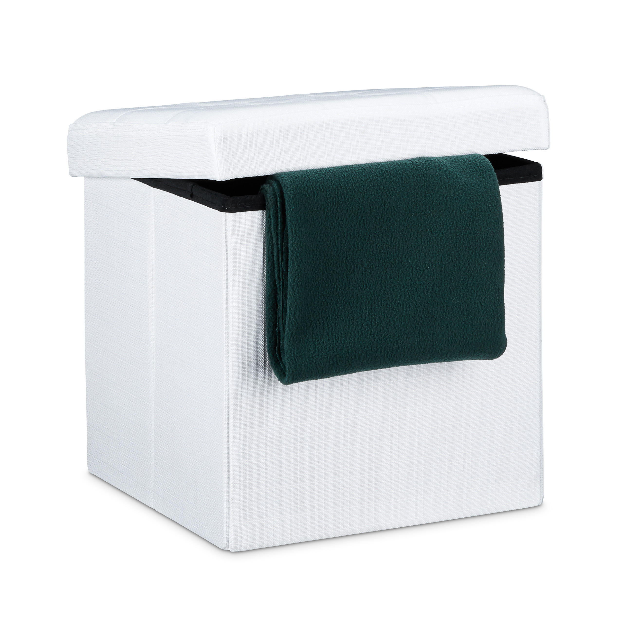 FALTBARER Sitzhocker - Weiß, Holzwerkstoff/Textil (38/38/38cm) - Relaxdays