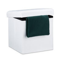 FALTBARER Sitzhocker - Weiß, Holzwerkstoff/Textil (38/38/38cm) - Relaxdays
