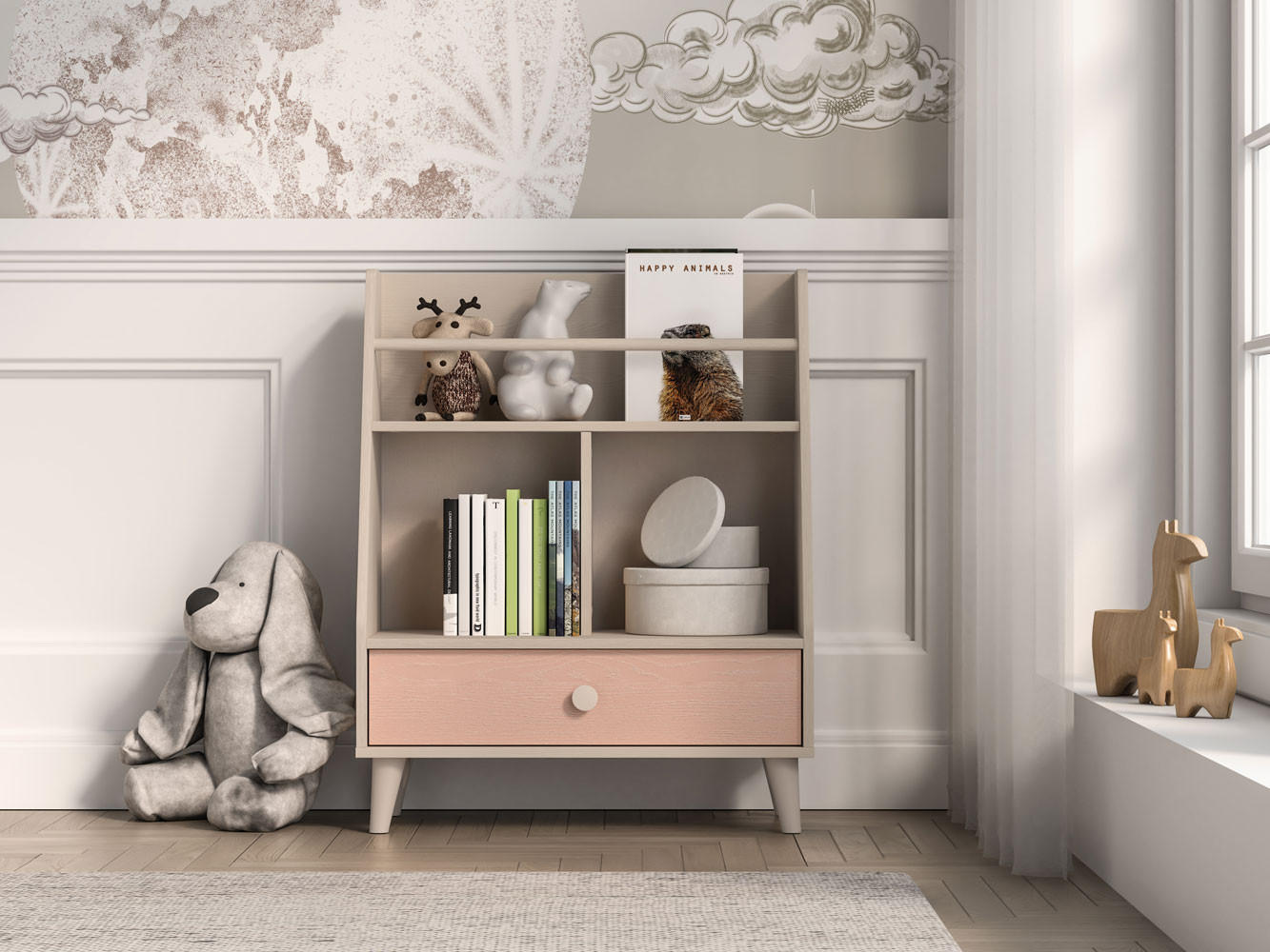 BÜCHERREGAL Mevel Wüstensand / Millennial Pink 72 / 36 / 90cm - Pink/Braun, Holz/Holzwerkstoff (72/90/36cm) - Feldmann-Wohnen