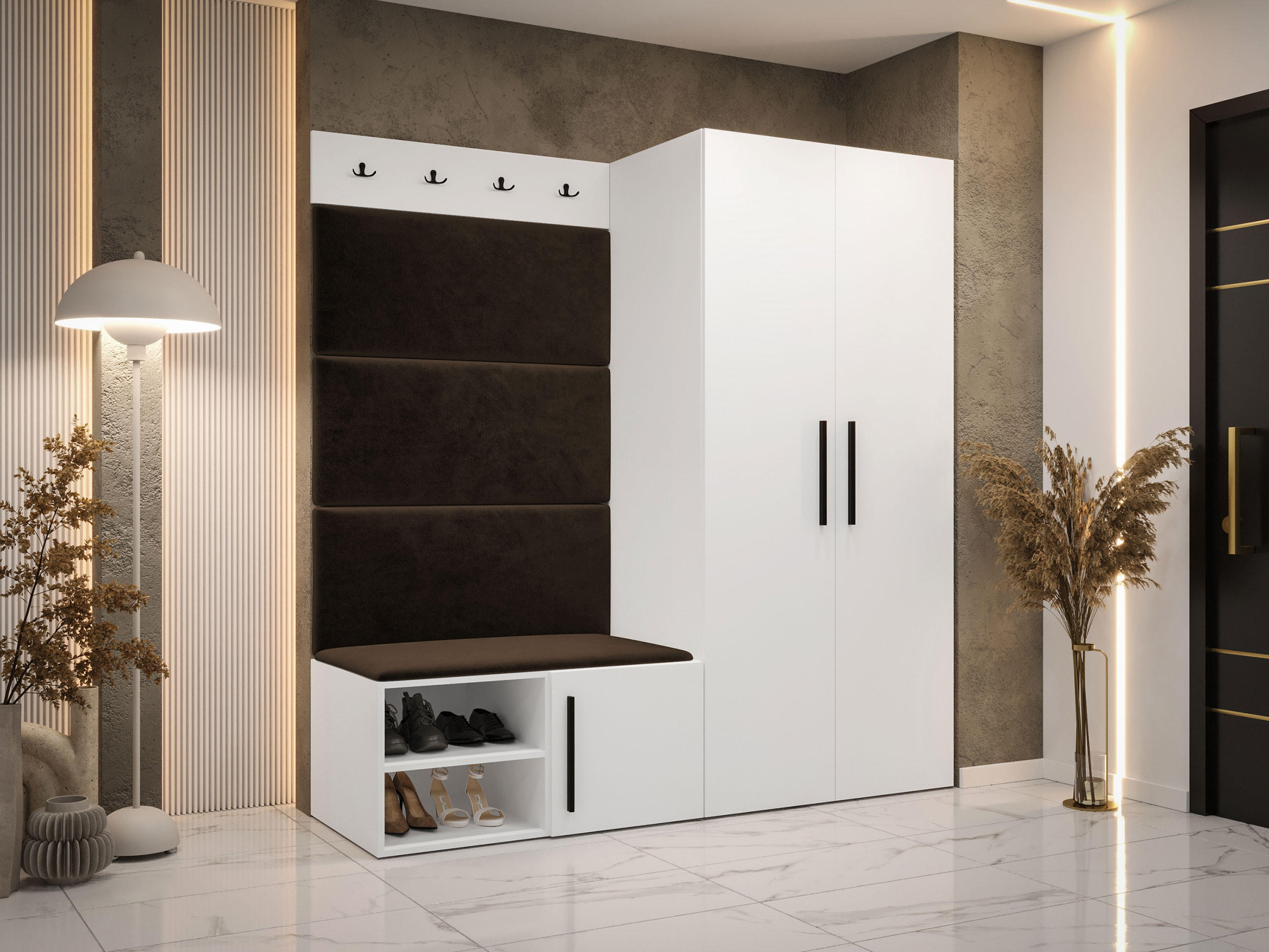 GARDEROBEN-SET Medi I - Schwarz/Braun, Holzwerkstoff/Kunststoff (80/191/50cm) - MIRJAN24