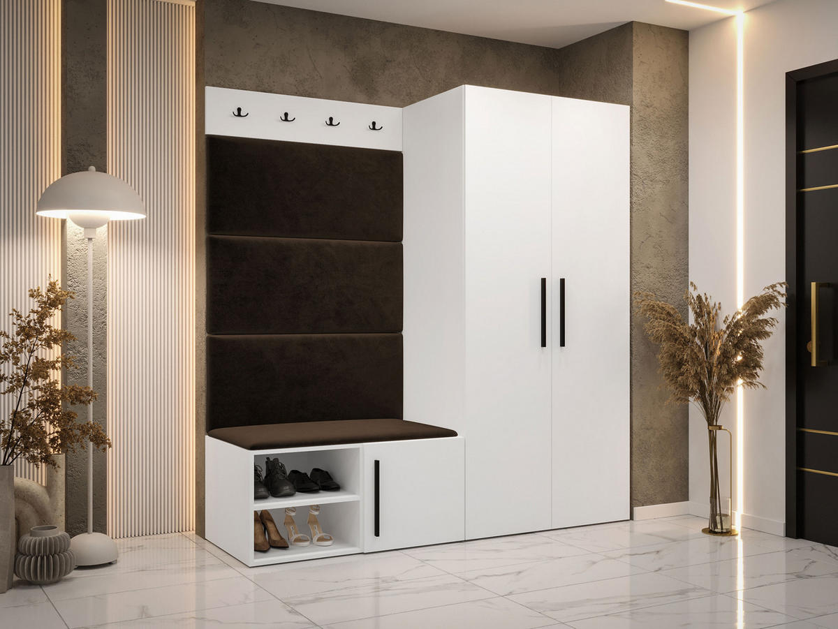 GARDEROBEN-SET Medi I - Schwarz/Braun, Holzwerkstoff/Kunststoff (80/191/50cm) - MIRJAN24