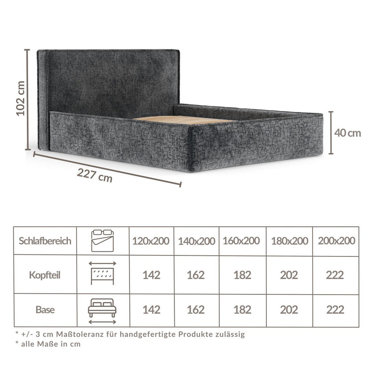 POLSTERBETT Lounge Marineblau 160/200 cm im Chenille-Stoff - Schwarz/Naturfarben, Holz/Holzwerkstoff (160/200cm) - Maison de Reve