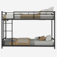ETAGENBETT mit Leiter und Rausfallschutz 197 x 98 x 136 cm Metall Schwarz - Schwarz, Metall (90/190cm) - Beauniv