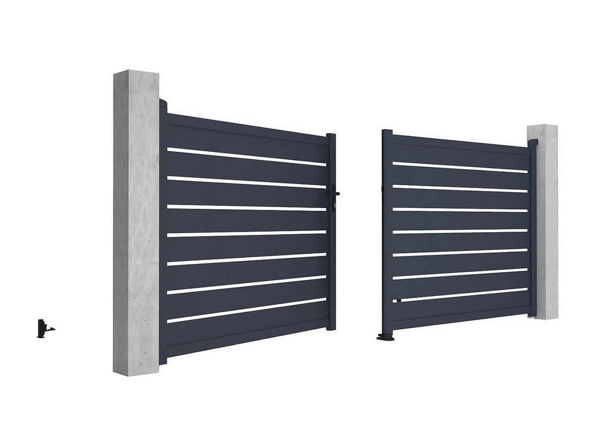 FLÜGELTOR - 392cm x 4.6cm - Aluminium - anthrazitgrau - PRIMO - Anthrazit, Metall (392/161cm) - Vente-Unique