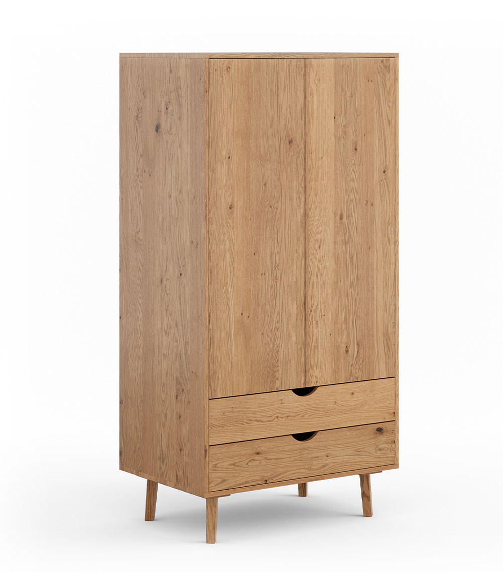 KLEIDERSCHRANK Simona Eiche Natur 90 / 60 / 180cm - Eichefarben, Holz (90/180/60cm) - Feldmann-Wohnen