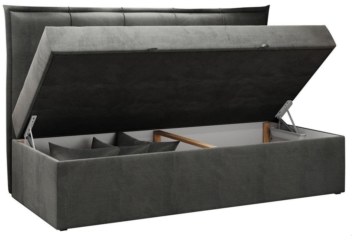 BOXBETT BANCO 90/200 Dunkelgrau Velvet hydrophob - H3 - Dunkelgrau, Holz/Textil (90/200cm) - MKS