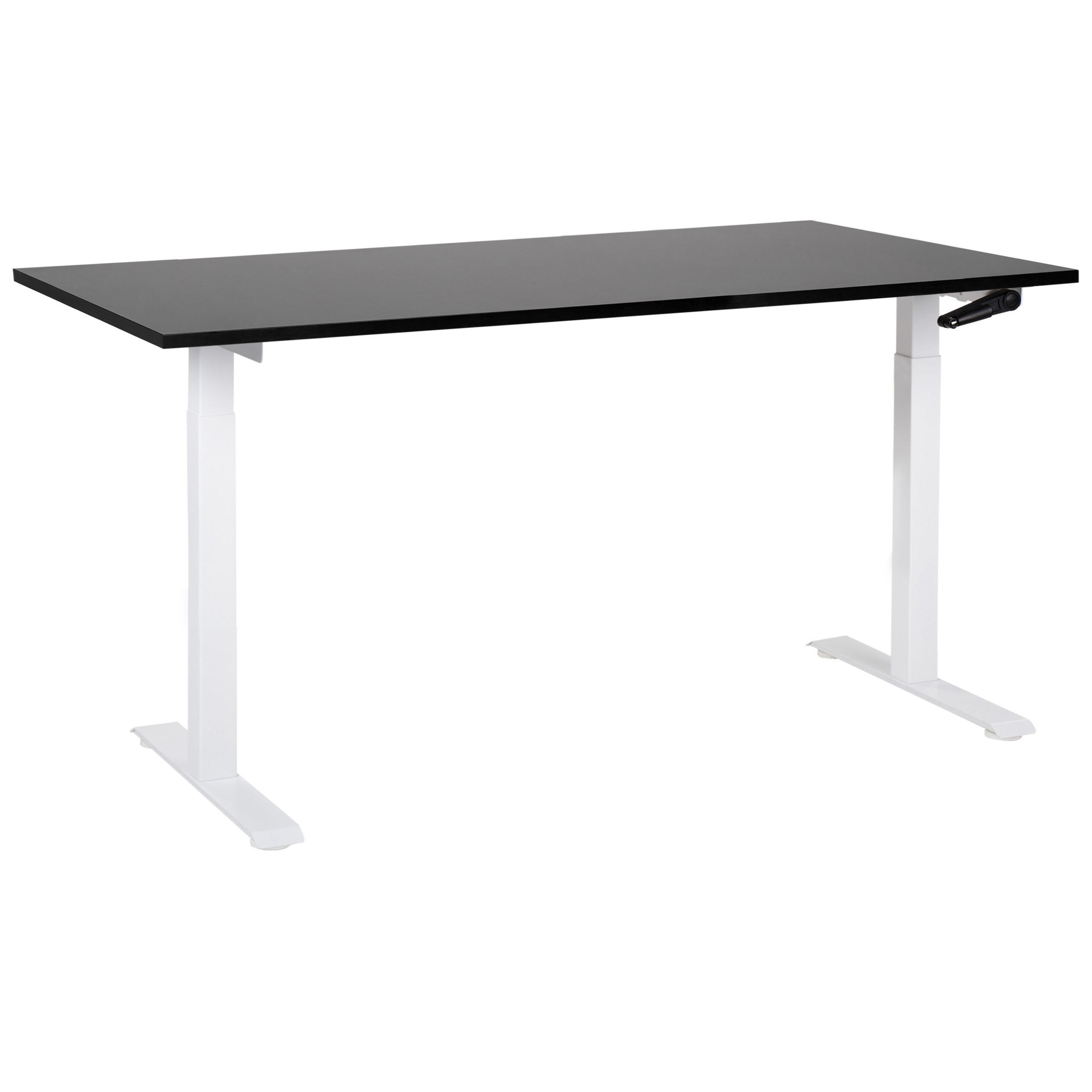 HÖHENVERSTELLBARER SCHREIBTISCH Manuell 160/72 cm Schwarz Destin III - Schwarz/Weiß, Holzwerkstoff (72/160/74cm) - Beliani