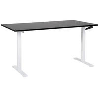 HÖHENVERSTELLBARER SCHREIBTISCH Manuell 160/72 cm Schwarz Destin III - Schwarz/Weiß, Holzwerkstoff (72/160/74cm) - Beliani