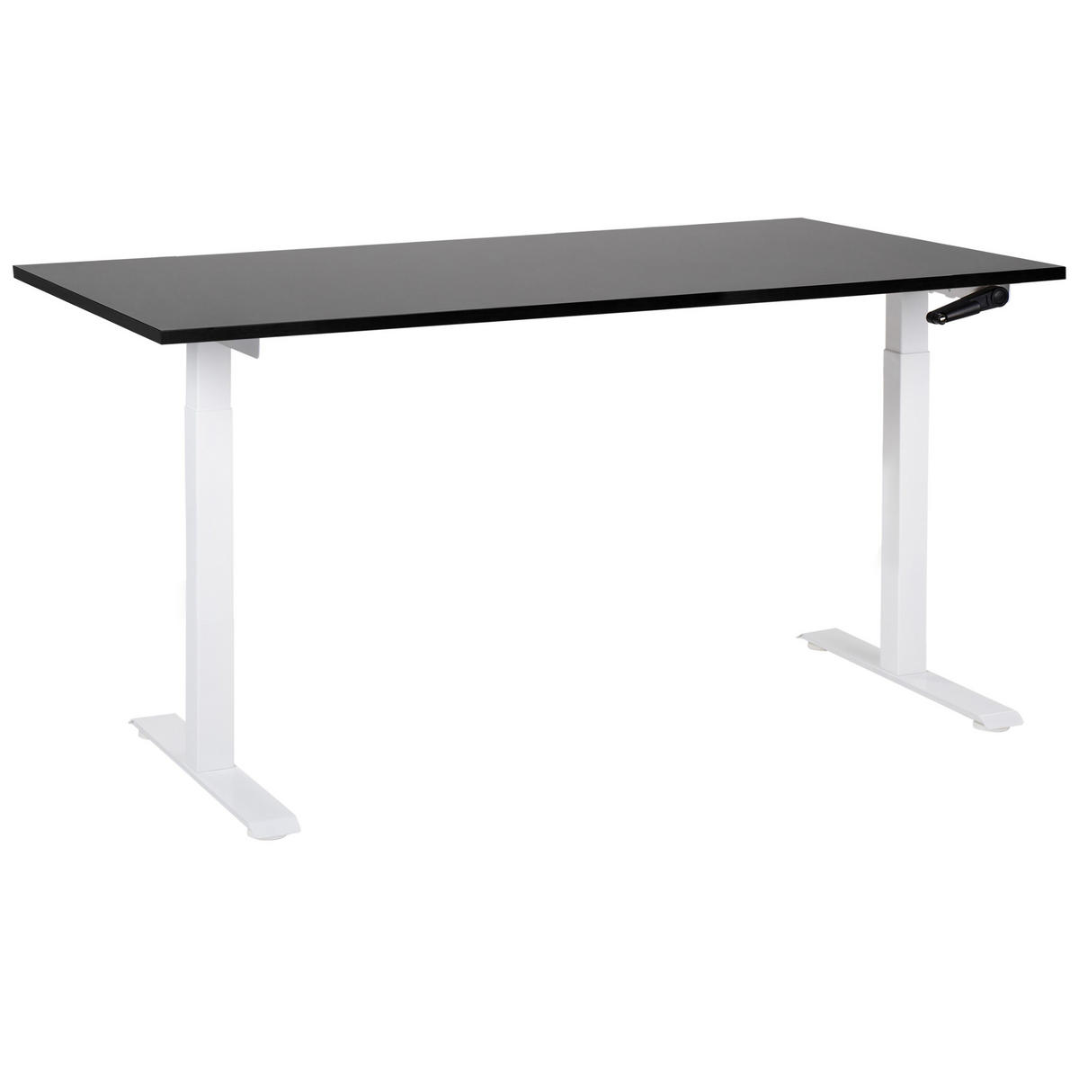 HÖHENVERSTELLBARER SCHREIBTISCH Manuell 160/72 cm Schwarz Destin III - Schwarz/Weiß, Holzwerkstoff (72/160/74cm) - Beliani