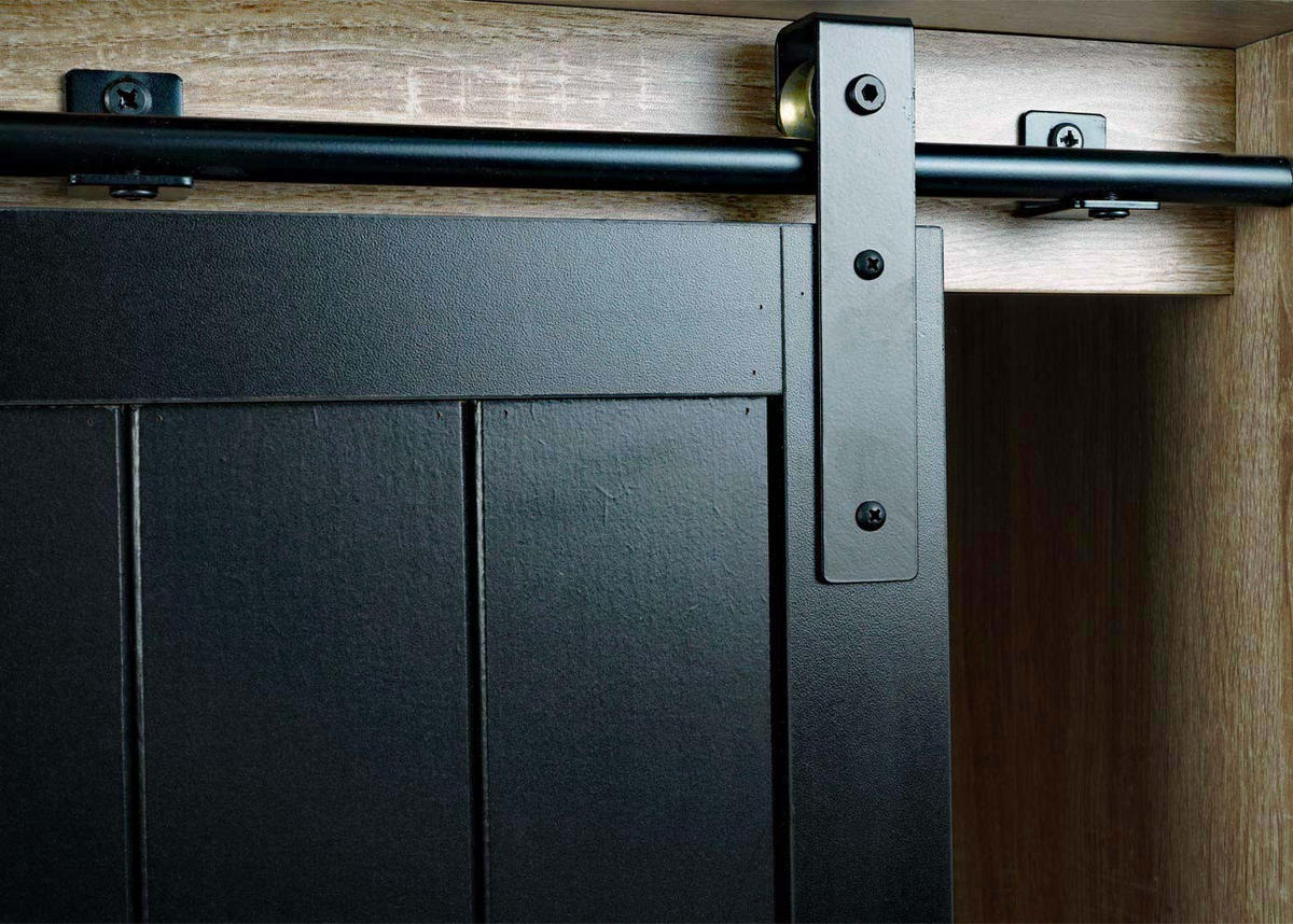 SCHRANK Buche Dekor, Schwarz - Buchefarben/Schwarz, Holz (76/163/38cm) - MCW