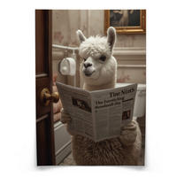 POSTER für WC Badezimmer ALPAKA mit Zeitung auf Toilette Abstraktion 50x70cm - Beige/Schwarz, Papier (50/70/70cm) - Muralo