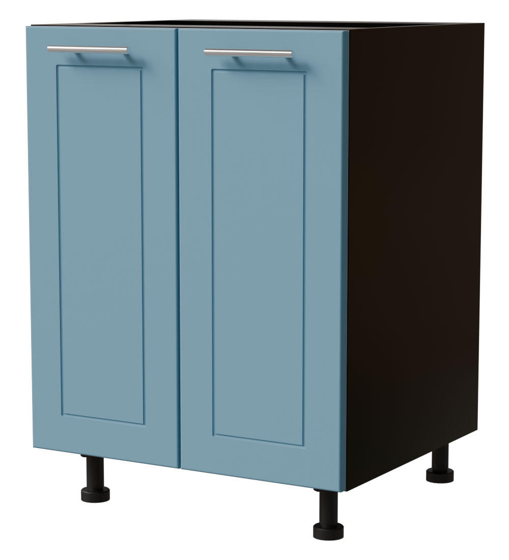 Feldmann-Wohnen Unterschrank Blau, Schwarz 60x82x50 cm