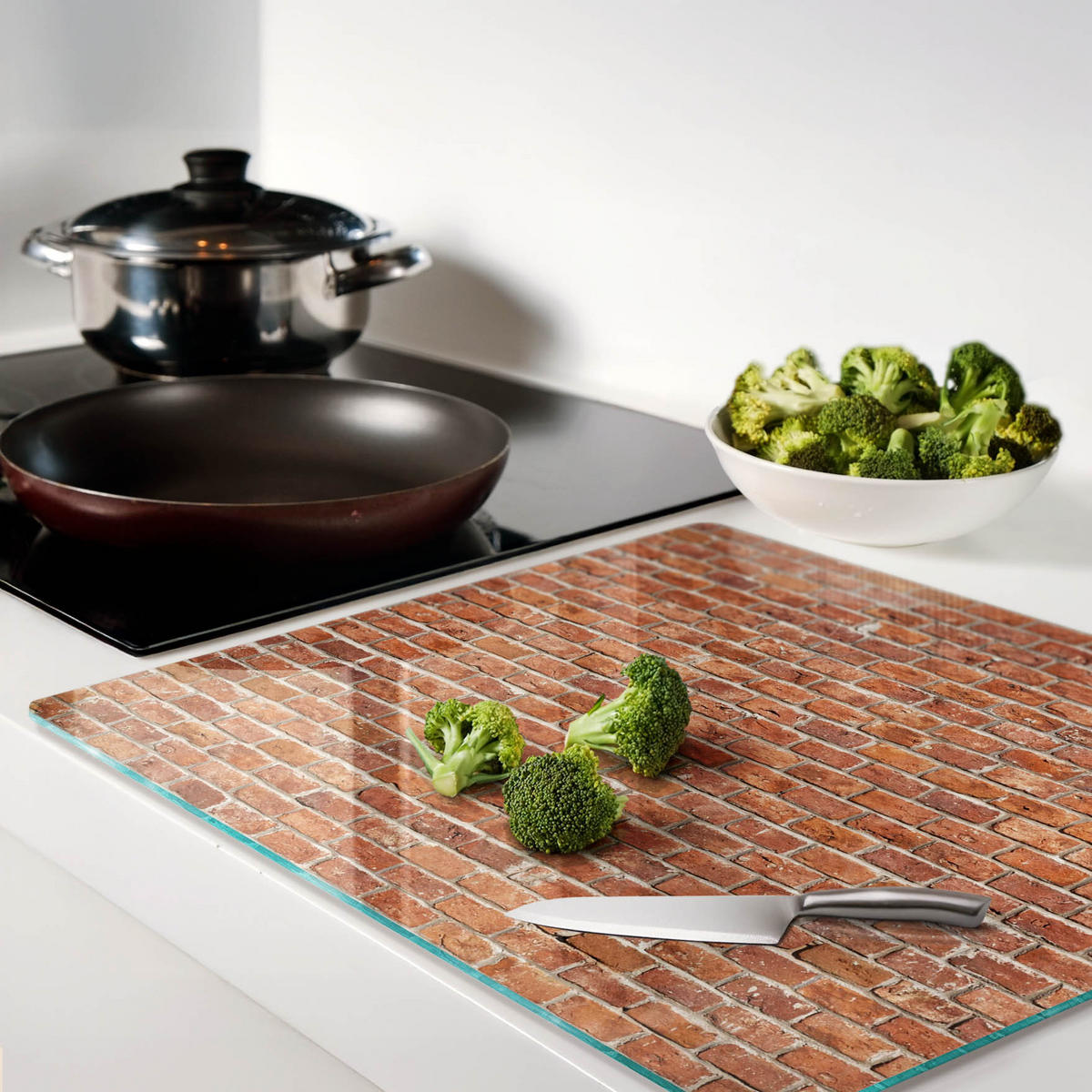 GLASPLATTE 60x52 cm Ziegelmauer - Braun, Glas (60/0.4/52cm) - TULUP