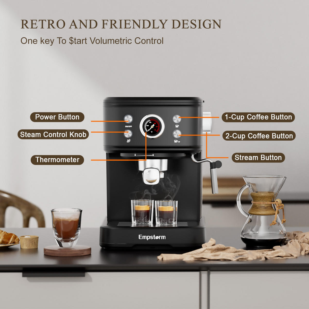 ESPRESSOMASCHINE 20 Bar mit Kapsel- und Pulverfunktion - Schwarz, Metall (27/21/29cm) - Rolipo