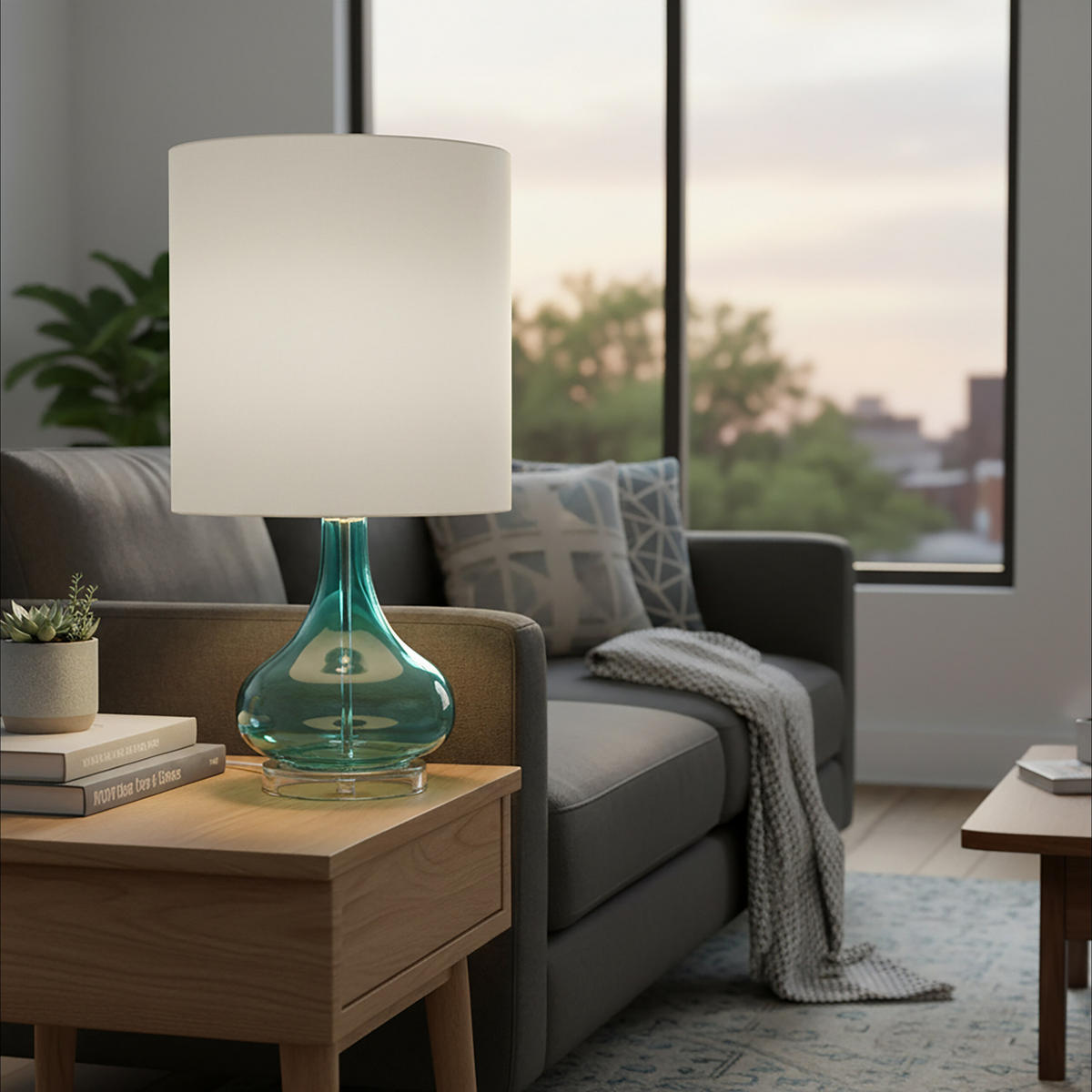 TISCHLAMPE - Multicolor, Glas/Textil (30.5/30.5/62cm) - Relaxdays