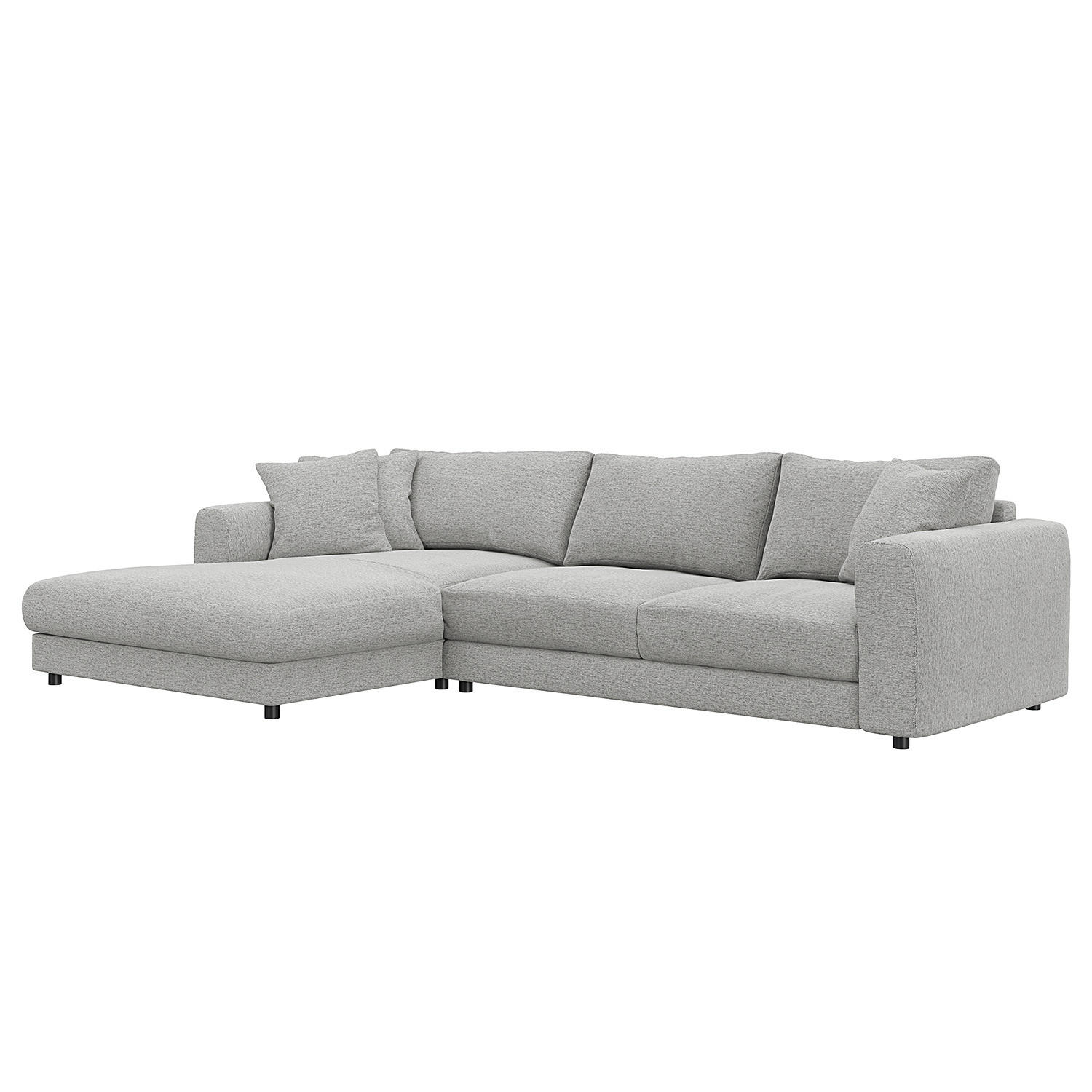 ECKSOFA mit Longchair - Hellgrau/Schwarz, Kunststoff/Textil (286/183cm) - home24