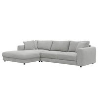 ECKSOFA mit Longchair - Hellgrau/Schwarz, Kunststoff/Textil (286/183cm) - home24