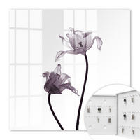 SCHLÜSSELBOX Weiß 30x30 cm – Türöffnung nach rechts - Minimalistische Blumen - Weiß, Metall (30/30/5cm) - TULUP