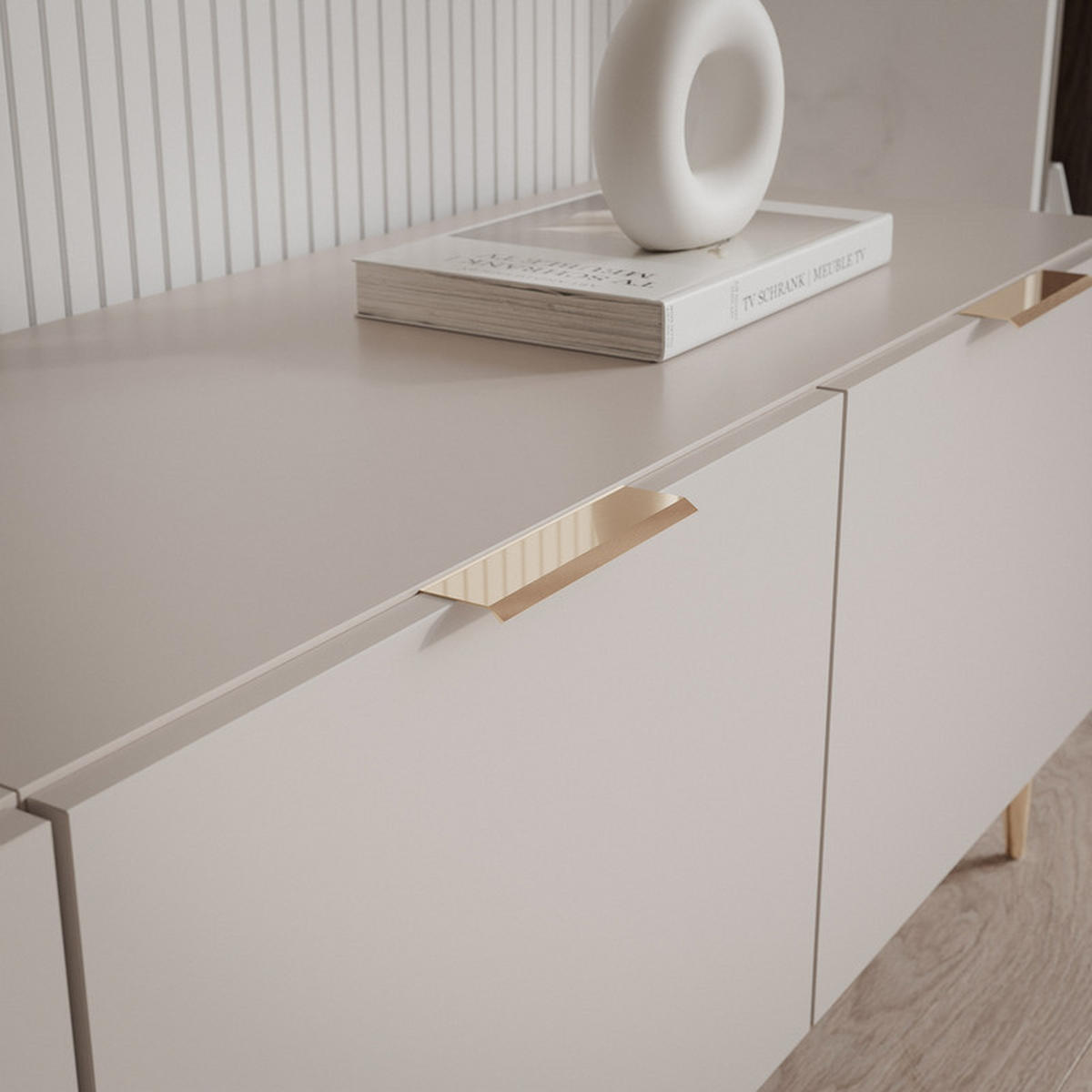 TV skrinka ANGEL kašmírová stojaca s LED osvetlením 300 cm - kašmírová, kompozitné drevo (300/49/40cm) - Idohome