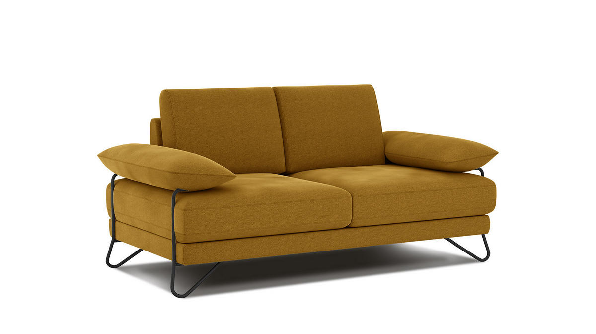 SOFA LORI 2-Sitzer, gelb - Gelb/Schwarz, Holzwerkstoff/Textil (185/87/96cm) - Courtois Laville