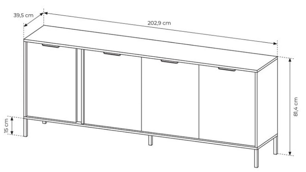 SIDEBOARD Anthrazit LARYSA E - Graphitfarben, Holzwerkstoff (202.9/81.4/39.5cm) - Sepro Meble