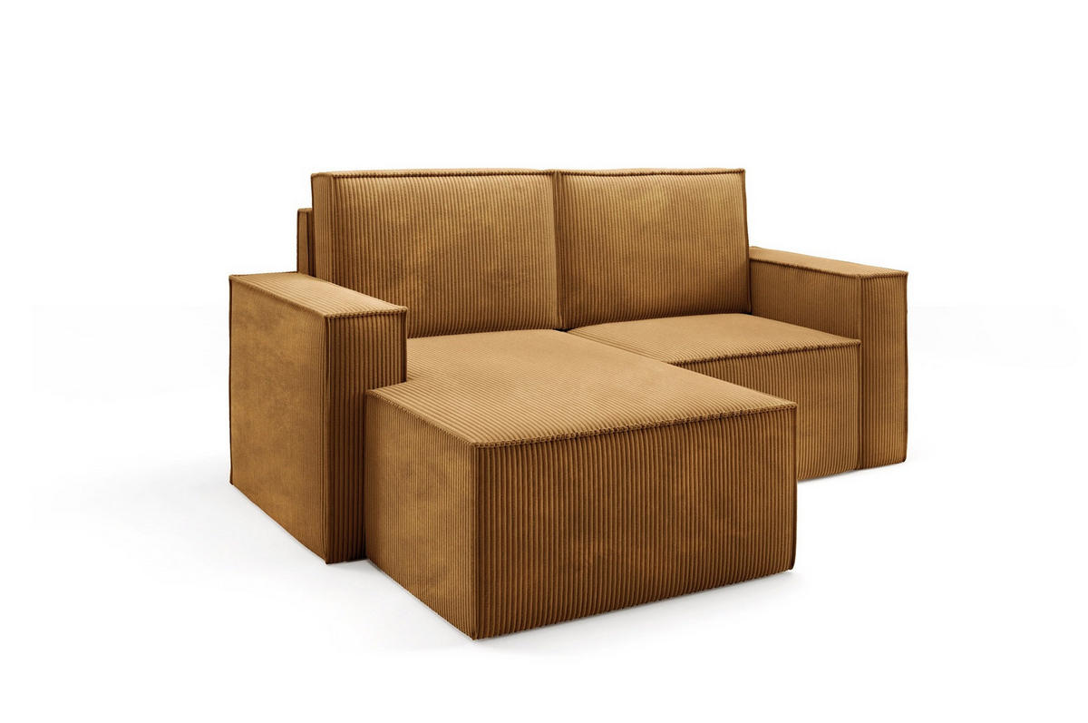 ECKSOFA Orto Gelb, Zweisitzer Kordecksofa linke seite - Gelb, Holzwerkstoff/Textil (180/141cm) - Bettso