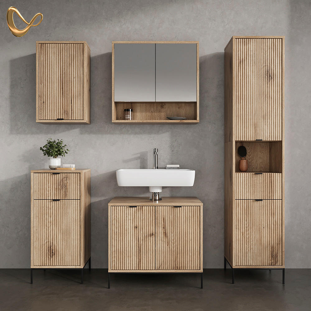 BADMÖBEL-SET ATERNO Viking Oak 5 Teile - Eichefarben, Holzwerkstoff (70/63/45cm) - Livinity®