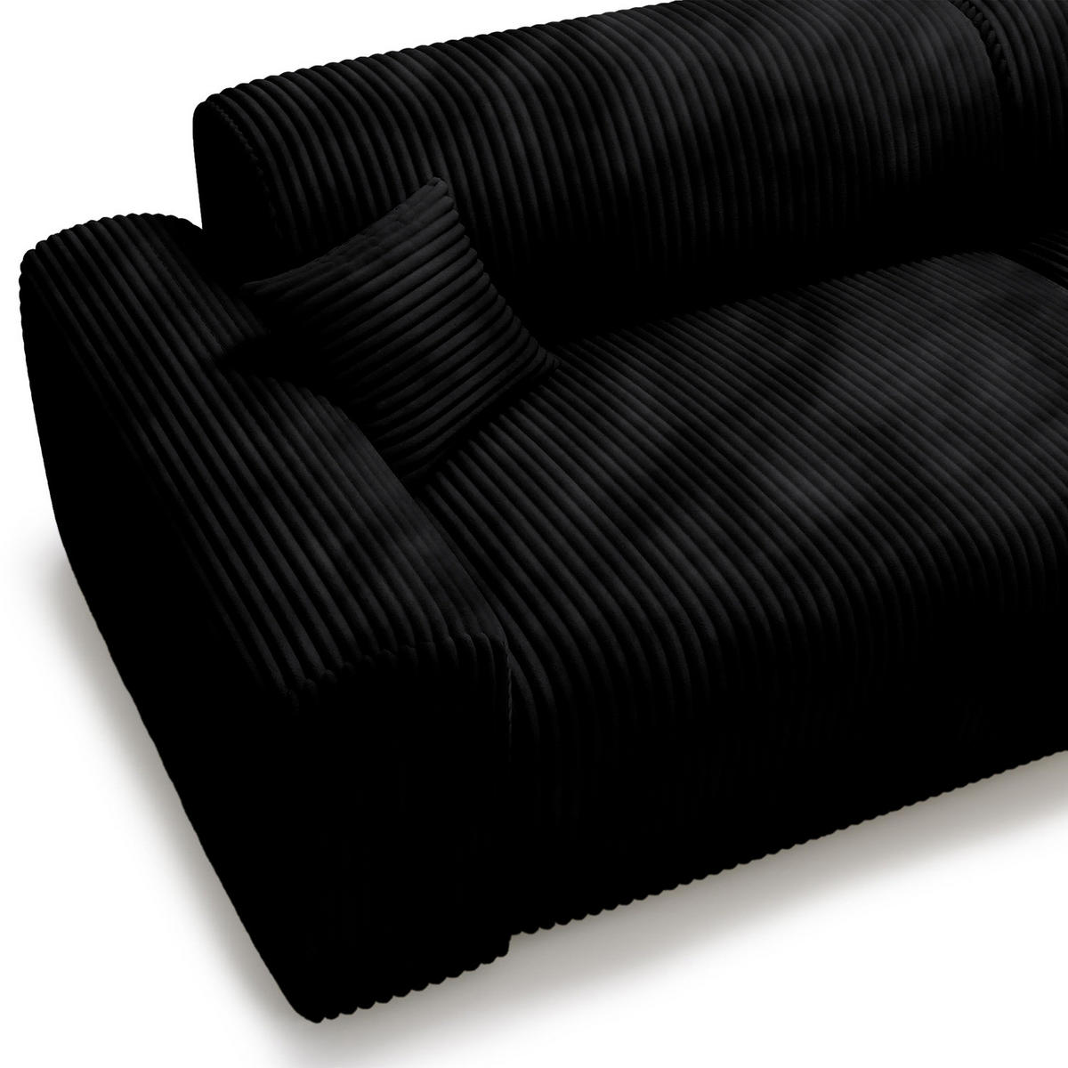 ECKSOFA mit Longchair - Cord - Schwarz, Kunststoff/Textil (284/178cm) - home24