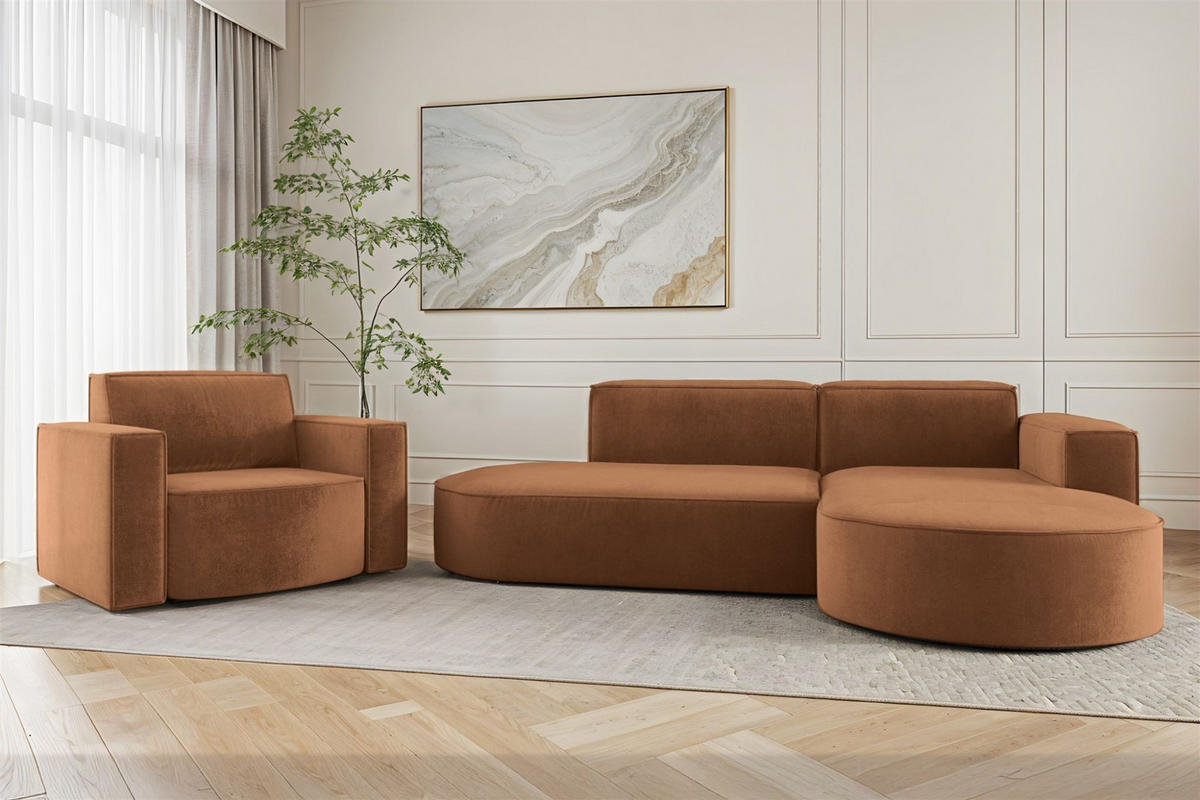 SOFASET Palma In Noel - Rot, Holzwerkstoff/Textil (236/78/165cm) - Fun Möbel
