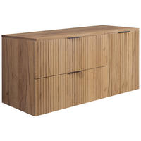 BADEZIMMER-SET, 57×46×120 cm, Eiche Craft / Eiche Craft Arbeitsplatte, schwarzer Griff - Braun, Holzwerkstoff (120/57/46cm) - 3XE LIVING