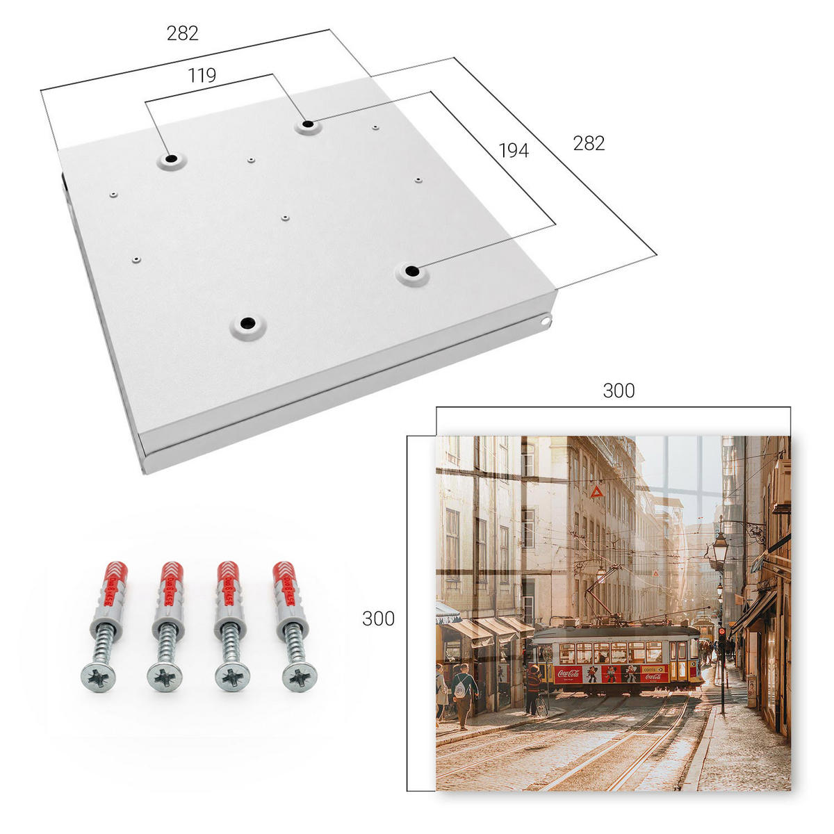SCHLÜSSELBOX Weiß 30x30 cm – Türöffnung nach rechts - Stadtmorgen - Beige, Metall (30/30/5cm) - TULUP