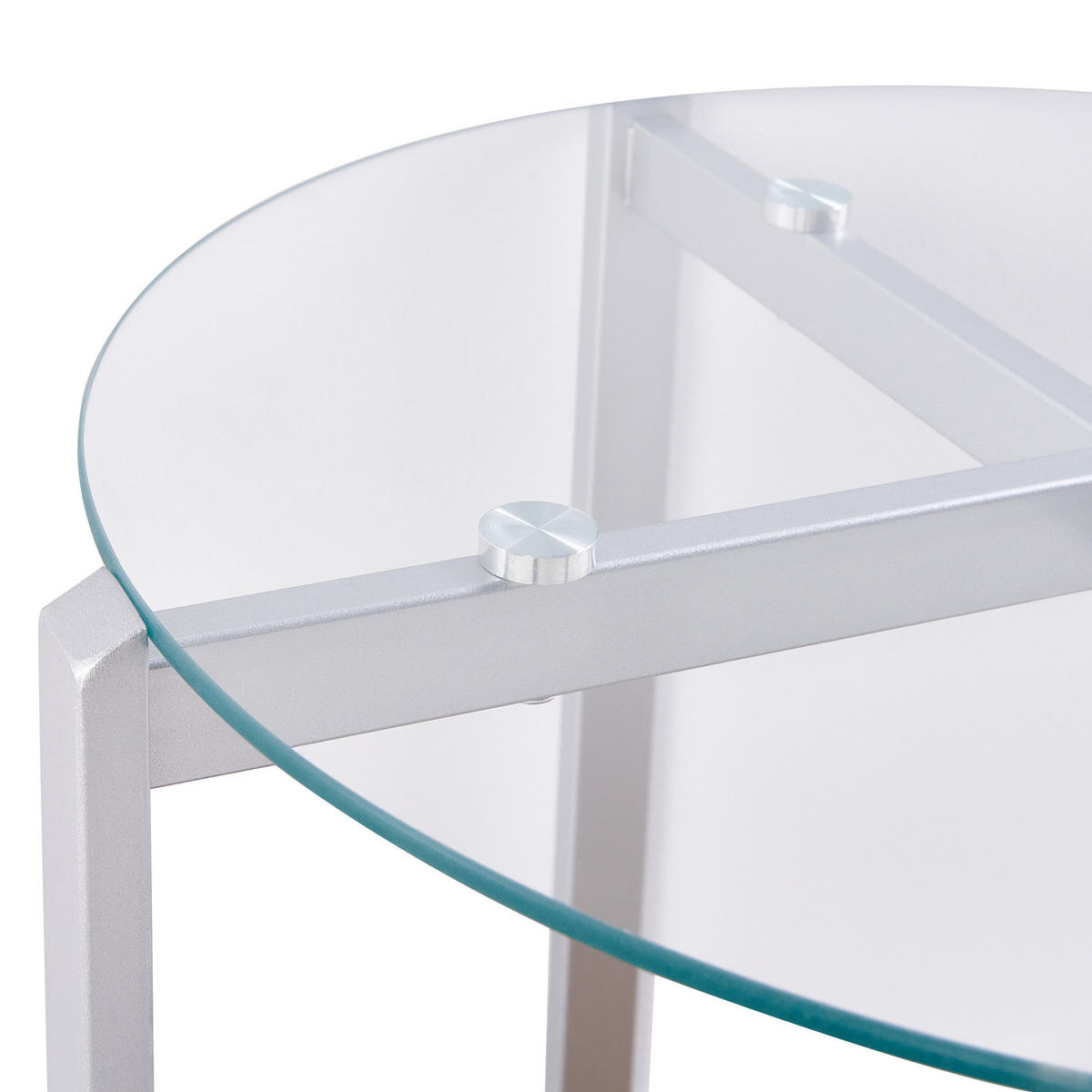 BEISTELLTISCH Silber/Heller Holzfarbton Lovell - Hellbraun/Silberfarben, Metall (50/50/55cm) - Beliani