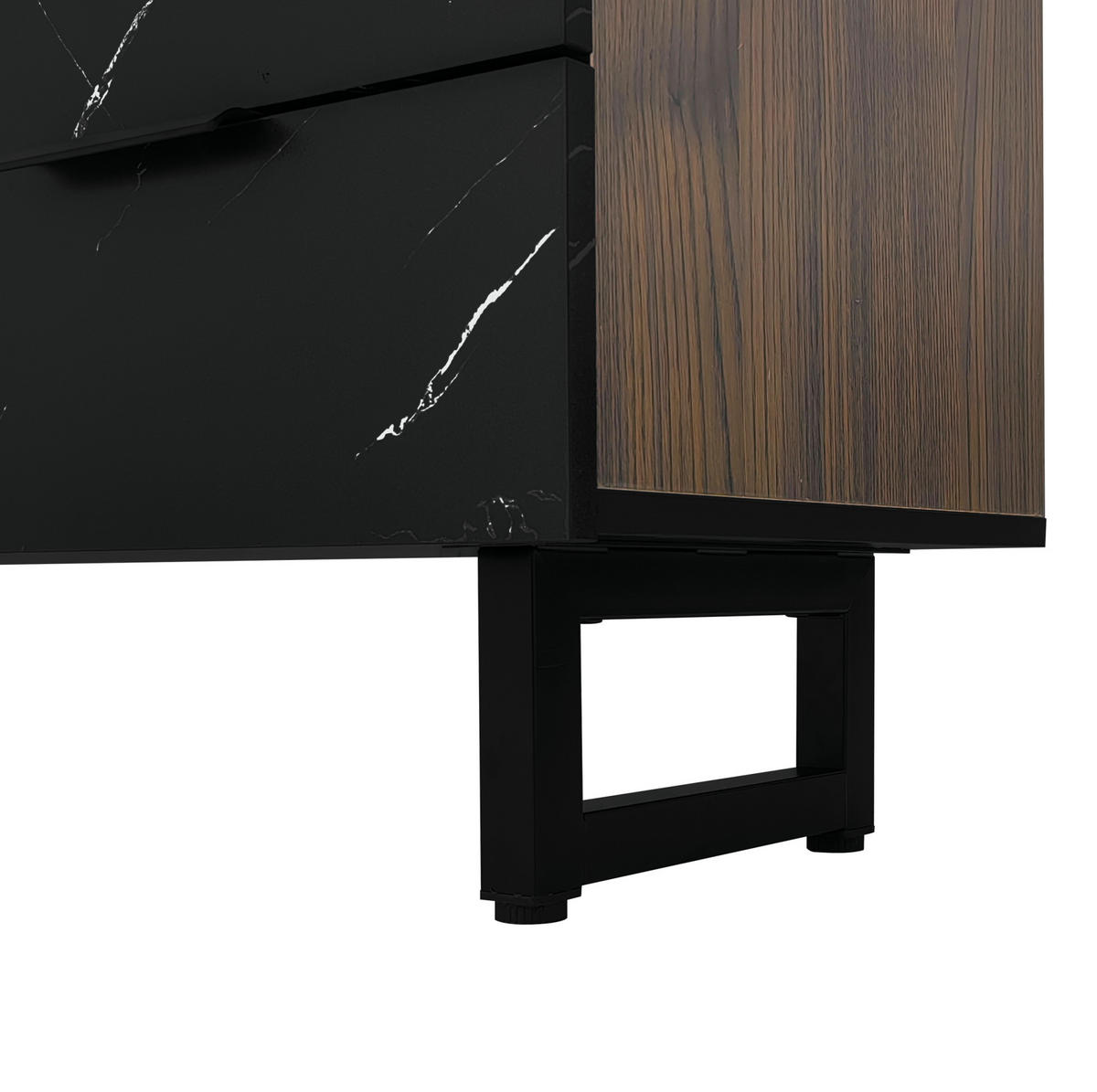 LOWBOARD 200/38/50 cm in Schwarz/Holzmaserung aus MDF mit LED-Beleuchtung - Schwarz, Holzwerkstoff (38/50/200cm) - OKMYHOME