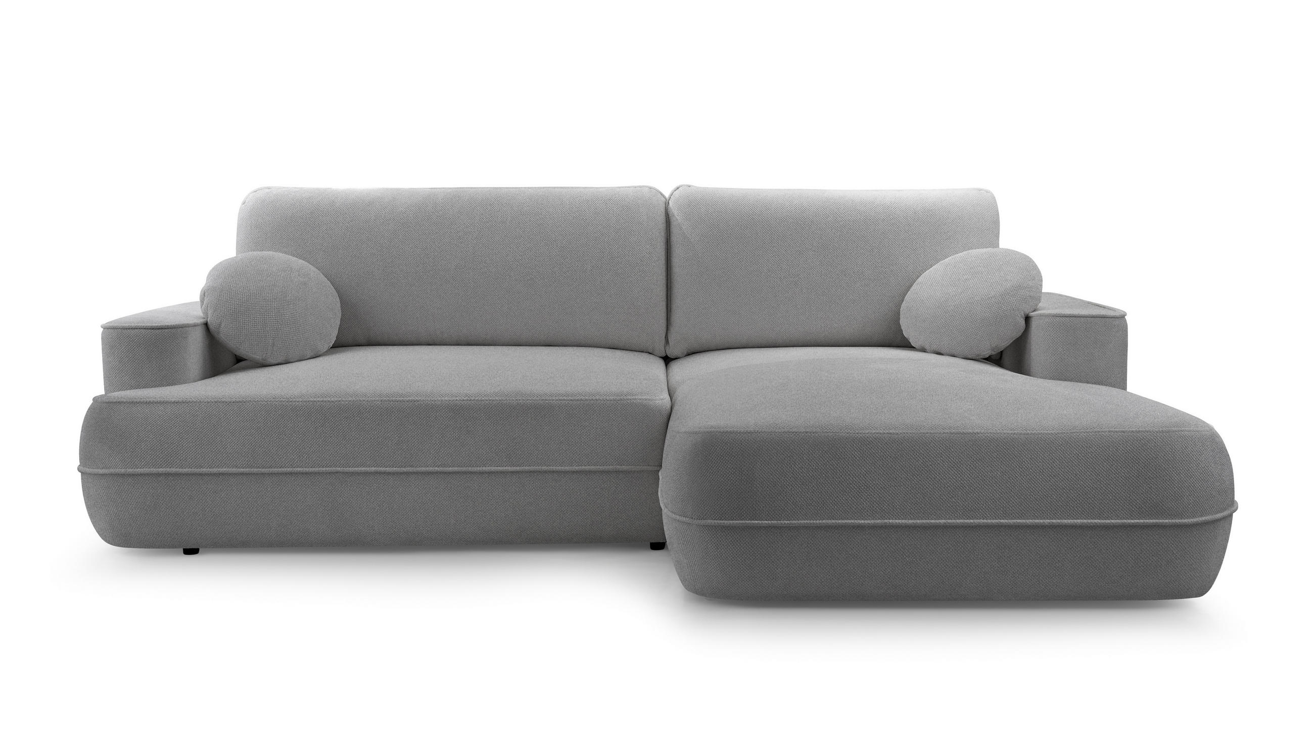 ECKCOUCH L Form Peoni Hellgrau 267/168/87 cm mit Schlaffunktion R - Hellgrau/Schwarz, Kunststoff/Textil (267/168cm) - AX Living