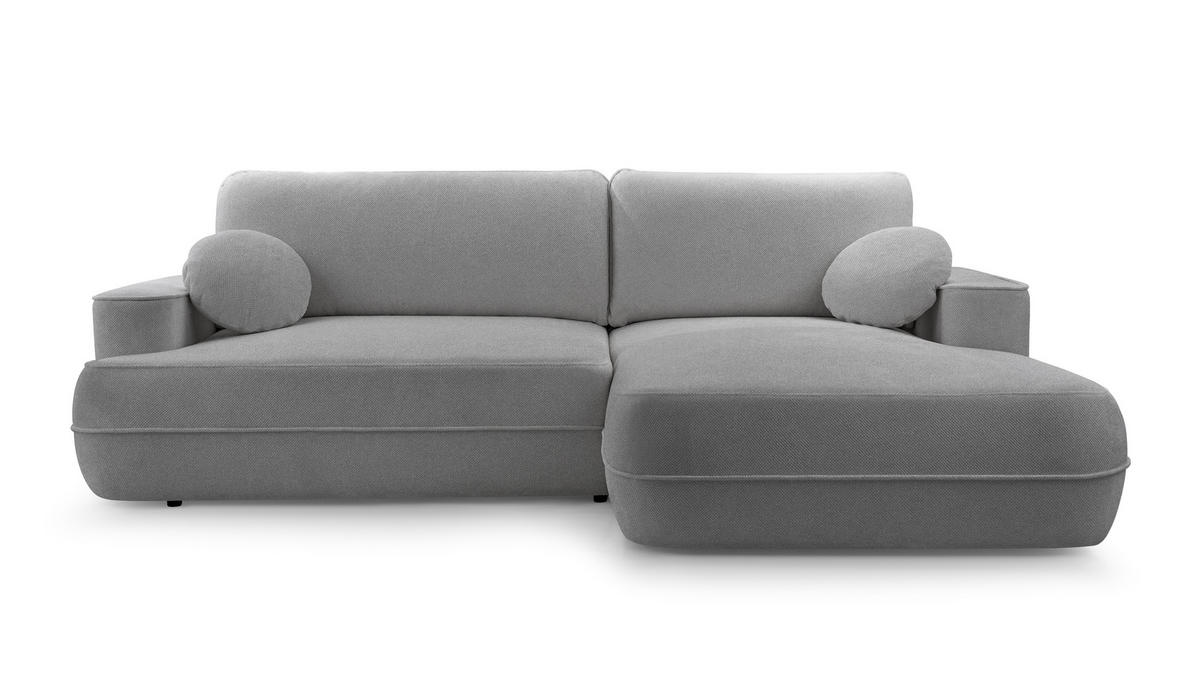 ECKCOUCH L Form Peoni Hellgrau 267/168/87 cm mit Schlaffunktion R - Hellgrau/Schwarz, Kunststoff/Textil (267/168cm) - AX Living