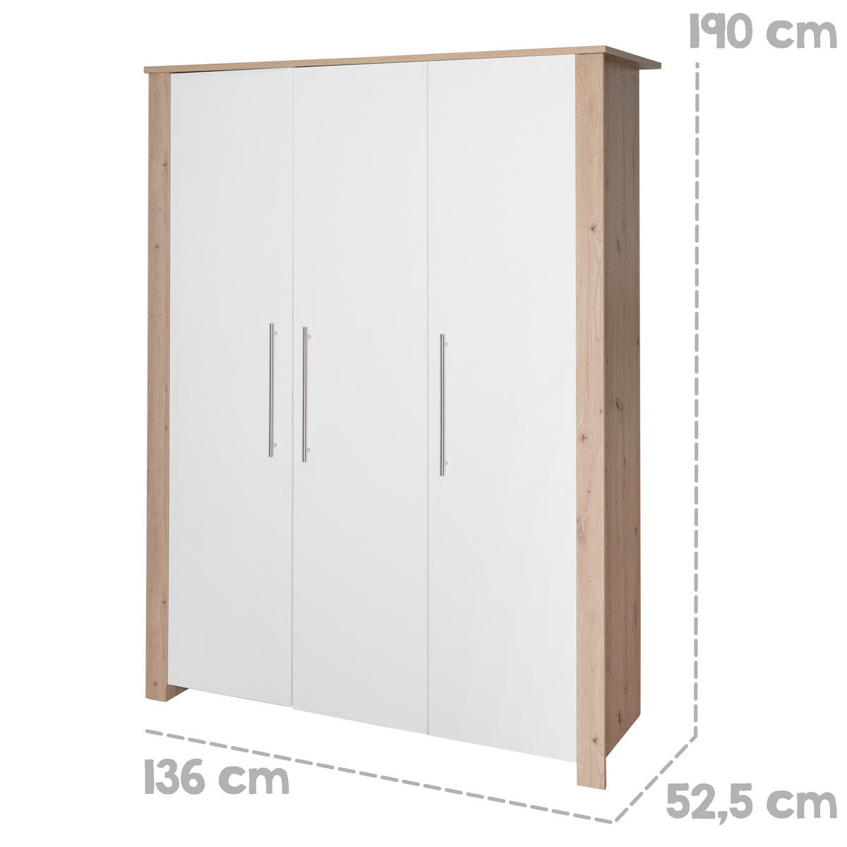 BABYZIMMERSET Malo 3-teilig - Weiß, Holzwerkstoff (136/190/52.5cm) - Roba