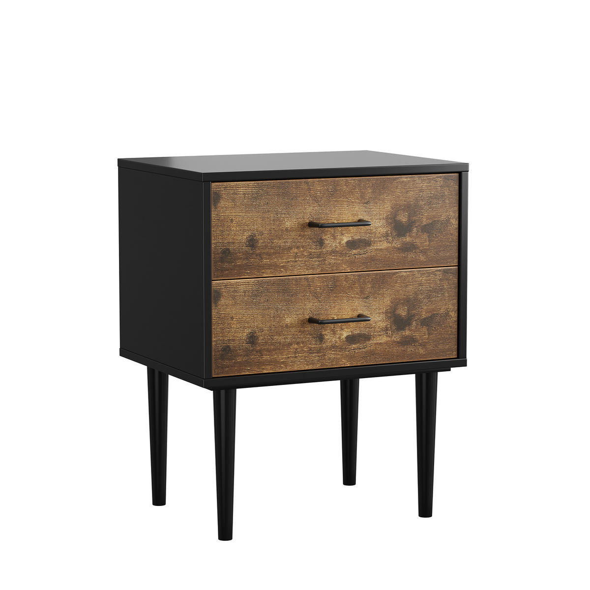NACHTTISCH aus MDF 51x38x66 cm Antikbraun mit 2 Schubladen im Retro-Design - Braun, Holzwerkstoff (51/66/38cm) - Modfu