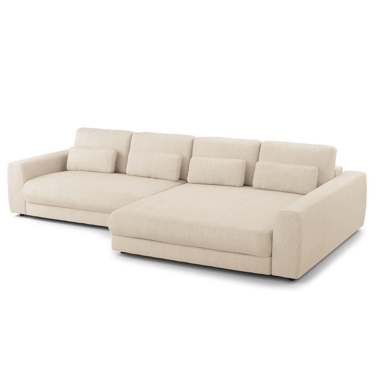 ECKSOFA mit XXL-Longchair - Beige/Schwarz, Kunststoff/Textil (323/182cm) - home24