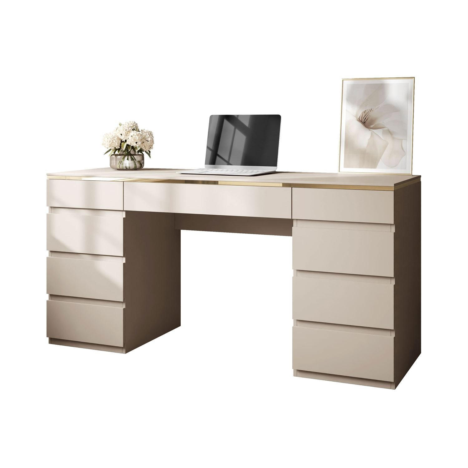 SCHREIBTISCH AURORA DOUBLE KASCHMIR mit Schubladen - Kaschmir, Holzwerkstoff (55/156.8/79.2cm) - Lookway